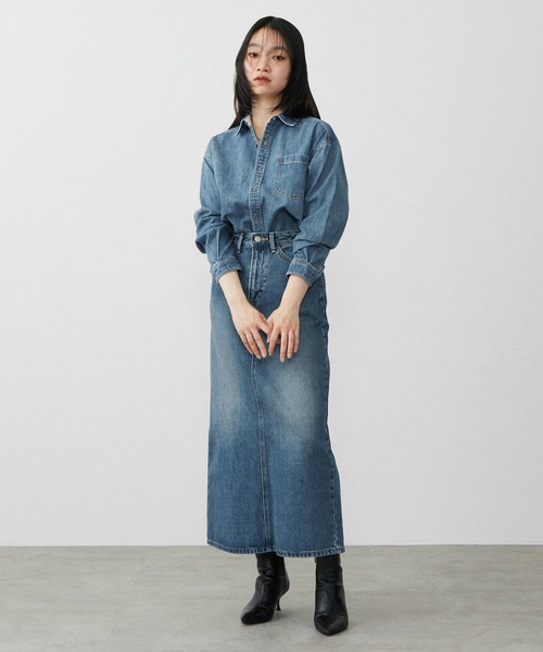 EDWIN（エドウィン）の「EDWIN エドウィン ビッグシルエット デニムシャツ（シャツ/ブラウス・レディース・ブルー/ダークインディゴブルー・LARGE/MEDIUM）」の11枚目の写真