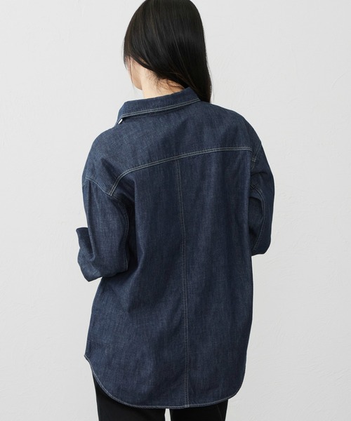 EDWIN（エドウィン）の「EDWIN エドウィン ビッグシルエット デニムシャツ（シャツ/ブラウス・レディース・ブルー/ダークインディゴブルー・LARGE/MEDIUM）」の16枚目の写真