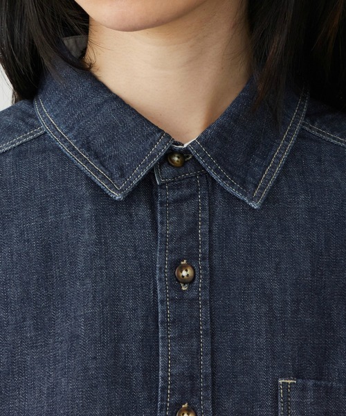 EDWIN（エドウィン）の「EDWIN エドウィン ビッグシルエット デニムシャツ（シャツ/ブラウス・レディース・ブルー/ダークインディゴブルー・LARGE/MEDIUM）」の17枚目の写真
