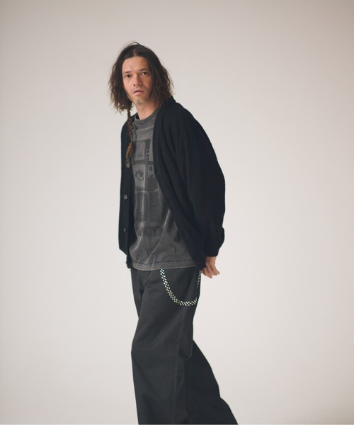 ADAM PATEK(アダムパテック)の「ADAMPATEK/washed cotton pile raw-edge cardigan/パイルカーディガン(カーディガン/ボレロ・メンズ・ブラック/アイボリー・2/1)」の11枚目の写真