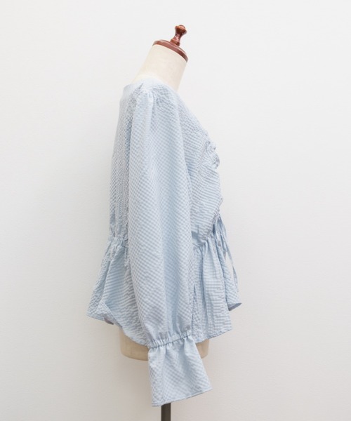 CLETTE(クレット)の「CLETTEオリジナルスクエアネックシャーリングブラウス(シャツ/ブラウス・レディース・ブラック/オフホワイト/ブルー・4L/3L/LL)」の14枚目の写真
