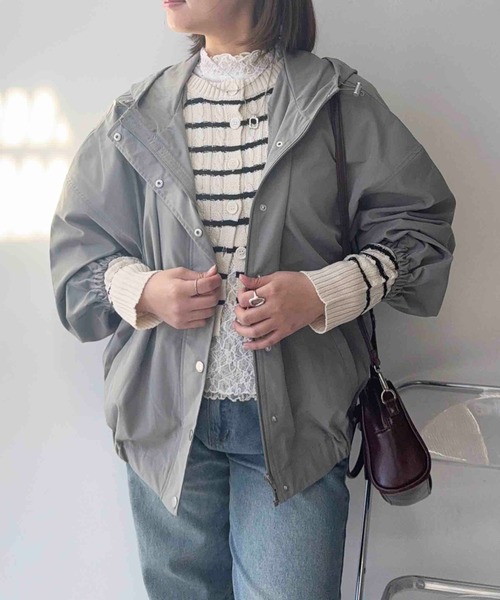 AS KNOW AS plus(アズノゥアズプラス)の「〇【撥水・UVカット】軽量マウンテンパーカー(マウンテンパーカー・レディース・オリーブ/ブラック/ベージュ・FREE)」の5枚目の写真