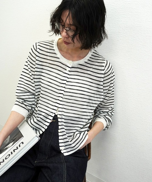 gossara(ゴサラ)の「【透け感を楽しむ】シアーニットカーディガン(カーディガン/ボレロ・レディース・その他/オフホワイト/チャコールグレー・FREE)」の10枚目の写真