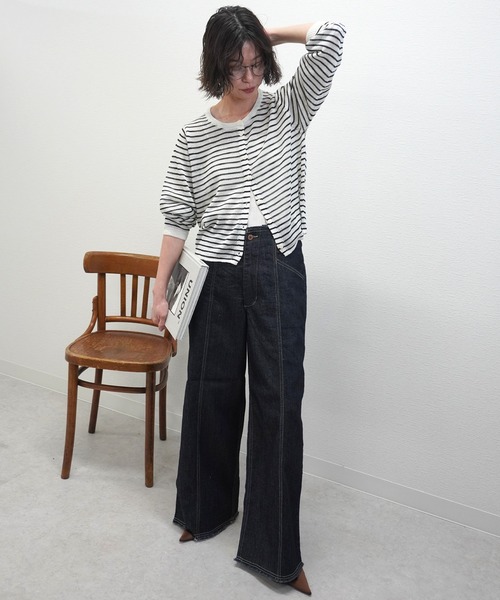 gossara(ゴサラ)の「【透け感を楽しむ】シアーニットカーディガン(カーディガン/ボレロ・レディース・その他/オフホワイト/チャコールグレー・FREE)」の13枚目の写真