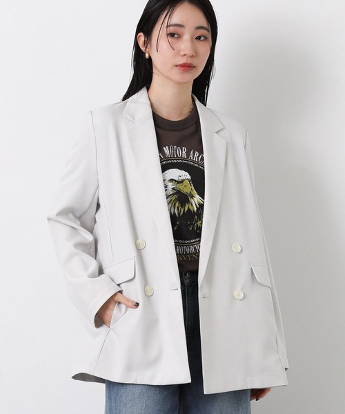 Gready Brilliant(グレディブリリアン)の「クリアトロテーラーWジャケット(テーラードジャケット・レディース・ライトグレー/ライトベージュ・FREE)」の1枚目の写真