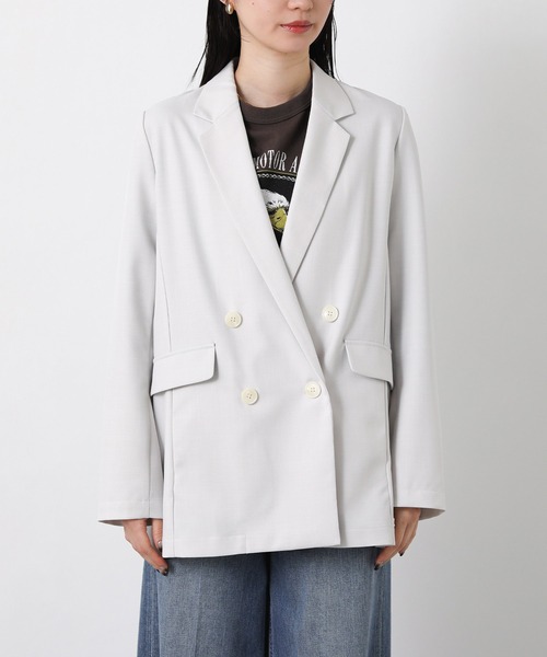 Gready Brilliant(グレディブリリアン)の「クリアトロテーラーWジャケット(テーラードジャケット・レディース・ライトグレー/ライトベージュ・FREE)」の5枚目の写真