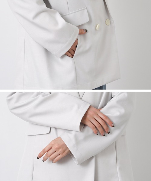 Gready Brilliant(グレディブリリアン)の「クリアトロテーラーWジャケット(テーラードジャケット・レディース・ライトグレー/ライトベージュ・FREE)」の9枚目の写真