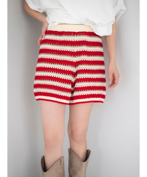 Ungrid（アングリッド）の「ニットハーフパンツ（その他パンツ・レディース・アイボリー/レッド/ブラウン・FREE）」の4枚目の写真
