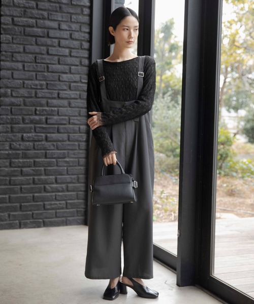 LEPSIM(レプシィム)の「《オフィスライン》オールインワン 637921(サロペット/オーバーオール・レディース・ベージュ/チャコールグレー・FREE)」の3枚目の写真