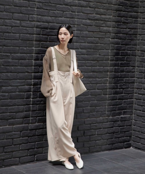 LEPSIM(レプシィム)の「《オフィスライン》オールインワン 637921(サロペット/オーバーオール・レディース・ベージュ/チャコールグレー・FREE)」の4枚目の写真