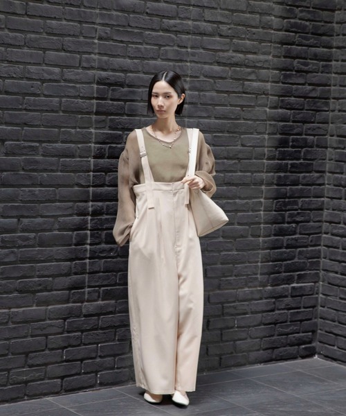 LEPSIM(レプシィム)の「《オフィスライン》オールインワン 637921(サロペット/オーバーオール・レディース・ベージュ/チャコールグレー・FREE)」の5枚目の写真