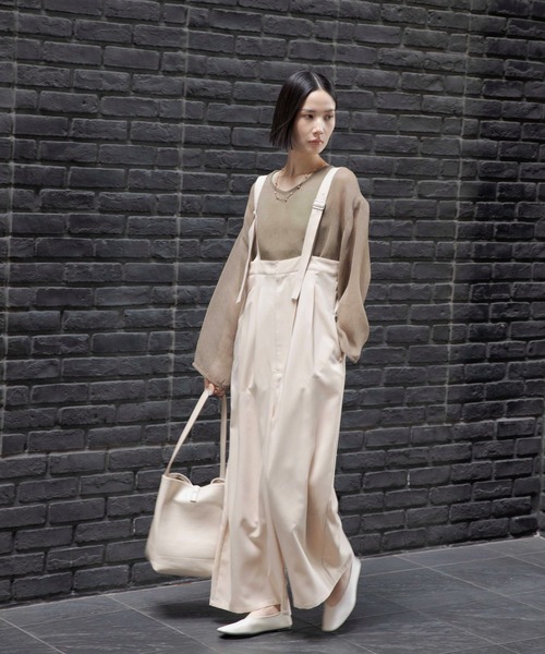 LEPSIM(レプシィム)の「《オフィスライン》オールインワン 637921(サロペット/オーバーオール・レディース・ベージュ/チャコールグレー・FREE)」の6枚目の写真