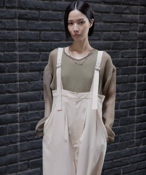 LEPSIM(レプシィム)の「《オフィスライン》オールインワン 637921(サロペット/オーバーオール・レディース・ベージュ/チャコールグレー・FREE)」の7枚目の写真