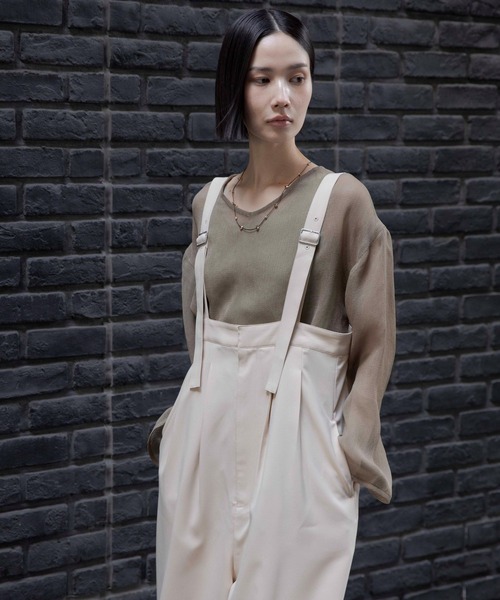 LEPSIM(レプシィム)の「《オフィスライン》オールインワン 637921(サロペット/オーバーオール・レディース・ベージュ/チャコールグレー・FREE)」の8枚目の写真