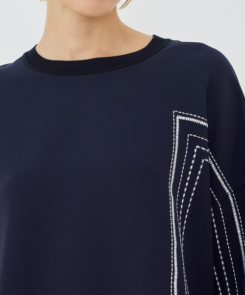 GALERIE VIE(ギャルリー ヴィー)の「【WEB先行予約】ダブルクロス クルーネックプルオーバー(シャツ/ブラウス・レディース・ネイビー・FREE)」の6枚目の写真