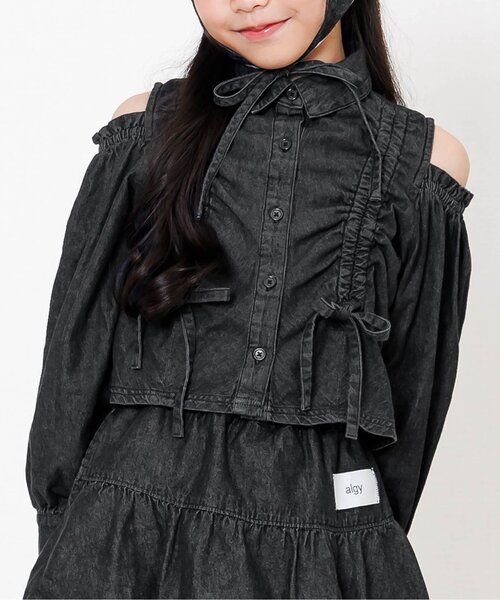 algy（アルジー）の「【セットアップ対応】ギャザーシャツ（シャツ/ブラウス・キッズ・インディゴブルー/ラベンダー/サックスブルー・130/140/150/160）」の2枚目の写真