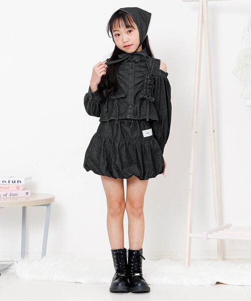 algy（アルジー）の「【セットアップ対応】ギャザーシャツ（シャツ/ブラウス・キッズ・インディゴブルー/ラベンダー/サックスブルー・130/140/150/160）」の4枚目の写真