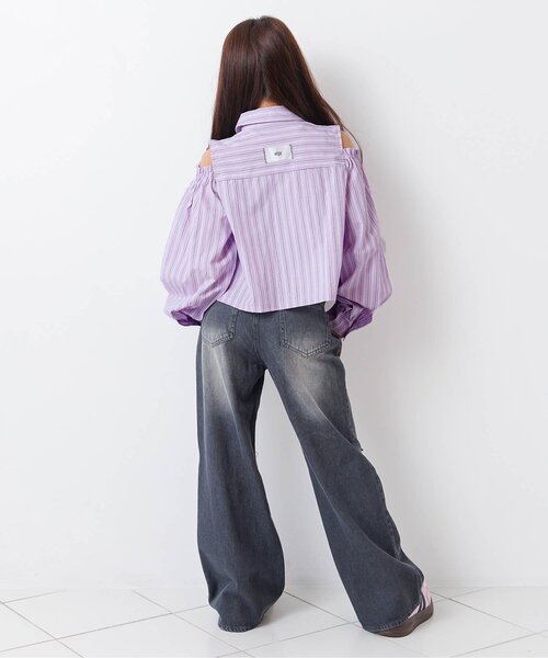 algy（アルジー）の「【セットアップ対応】ギャザーシャツ（シャツ/ブラウス・キッズ・インディゴブルー/ラベンダー/サックスブルー・130/140/150/160）」の7枚目の写真