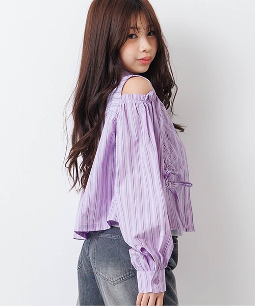 algy（アルジー）の「【セットアップ対応】ギャザーシャツ（シャツ/ブラウス・キッズ・インディゴブルー/ラベンダー/サックスブルー・130/140/150/160）」の8枚目の写真