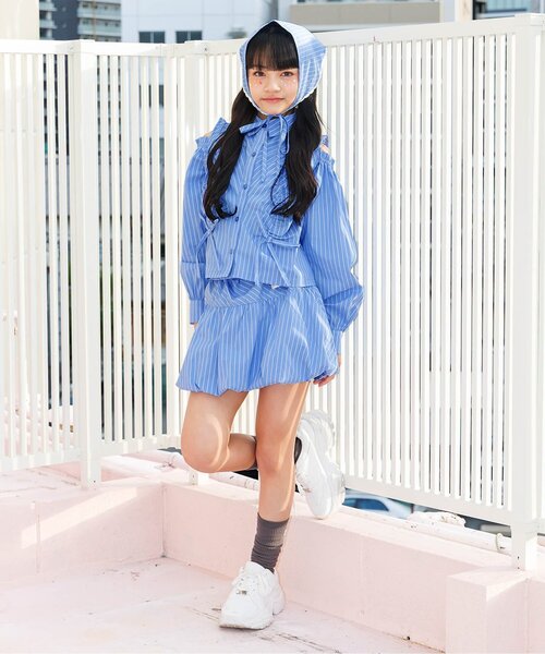 algy（アルジー）の「【セットアップ対応】ギャザーシャツ（シャツ/ブラウス・キッズ・インディゴブルー/ラベンダー/サックスブルー・130/140/150/160）」の9枚目の写真