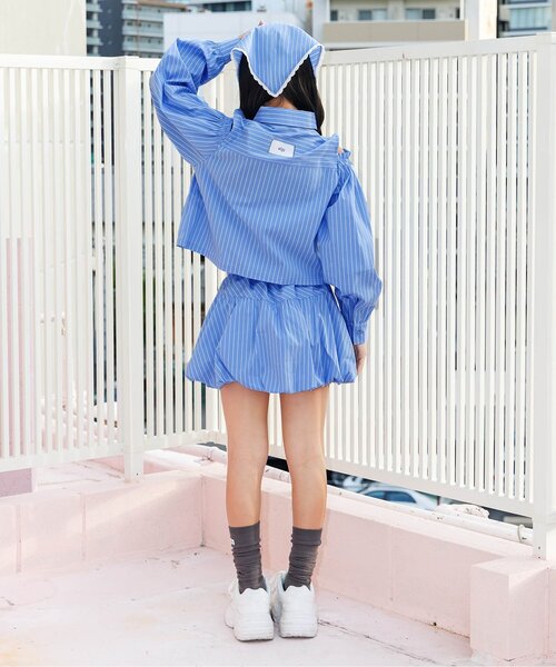 algy（アルジー）の「【セットアップ対応】ギャザーシャツ（シャツ/ブラウス・キッズ・インディゴブルー/ラベンダー/サックスブルー・130/140/150/160）」の10枚目の写真