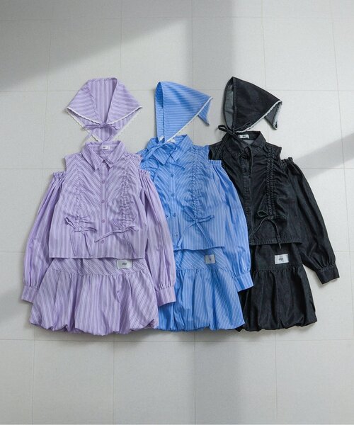 algy（アルジー）の「【セットアップ対応】ギャザーシャツ（シャツ/ブラウス・キッズ・インディゴブルー/ラベンダー/サックスブルー・130/140/150/160）」の13枚目の写真