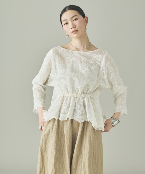 Curensology(カレンソロジー)の「Curensology(カレンソロジー)/レース2WAYギャザーブラウス(シャツ/ブラウス・レディース・ブラック/アイボリー・FREE)」の11枚目の写真