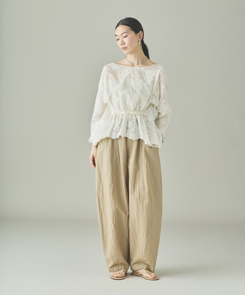 Curensology(カレンソロジー)の「Curensology(カレンソロジー)/レース2WAYギャザーブラウス(シャツ/ブラウス・レディース・ブラック/アイボリー・FREE)」の8枚目の写真