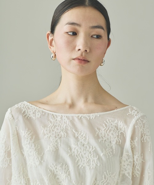 Curensology(カレンソロジー)の「Curensology(カレンソロジー)/レース2WAYギャザーブラウス(シャツ/ブラウス・レディース・ブラック/アイボリー・FREE)」の5枚目の写真