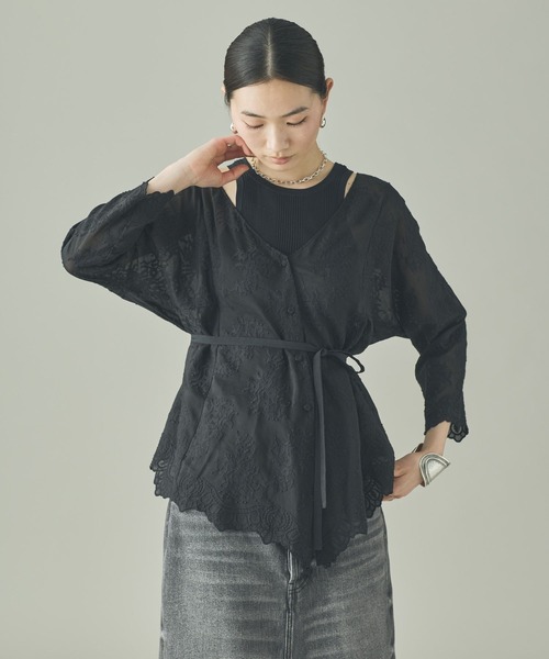 Curensology(カレンソロジー)の「Curensology(カレンソロジー)/レース2WAYギャザーブラウス(シャツ/ブラウス・レディース・ブラック/アイボリー・FREE)」の17枚目の写真