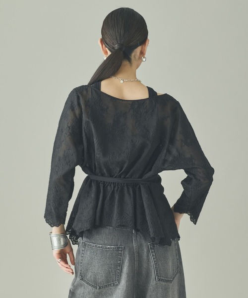 Curensology(カレンソロジー)の「Curensology(カレンソロジー)/レース2WAYギャザーブラウス(シャツ/ブラウス・レディース・ブラック/アイボリー・FREE)」の15枚目の写真