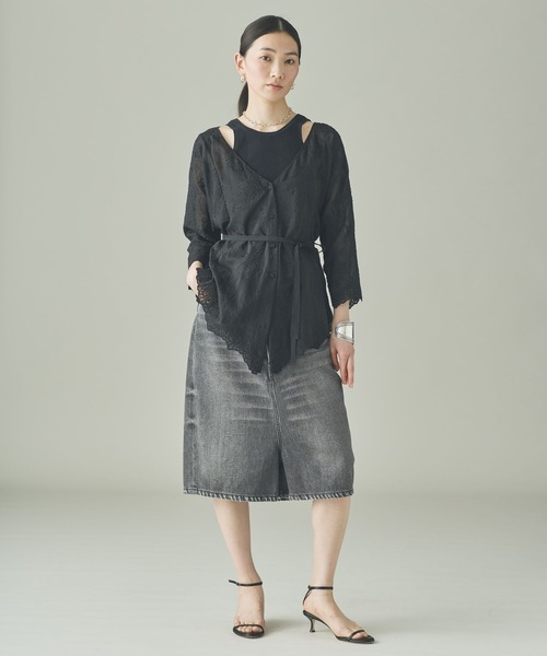 Curensology(カレンソロジー)の「Curensology(カレンソロジー)/レース2WAYギャザーブラウス(シャツ/ブラウス・レディース・ブラック/アイボリー・FREE)」の14枚目の写真