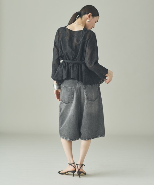 Curensology(カレンソロジー)の「Curensology(カレンソロジー)/レース2WAYギャザーブラウス(シャツ/ブラウス・レディース・ブラック/アイボリー・FREE)」の12枚目の写真