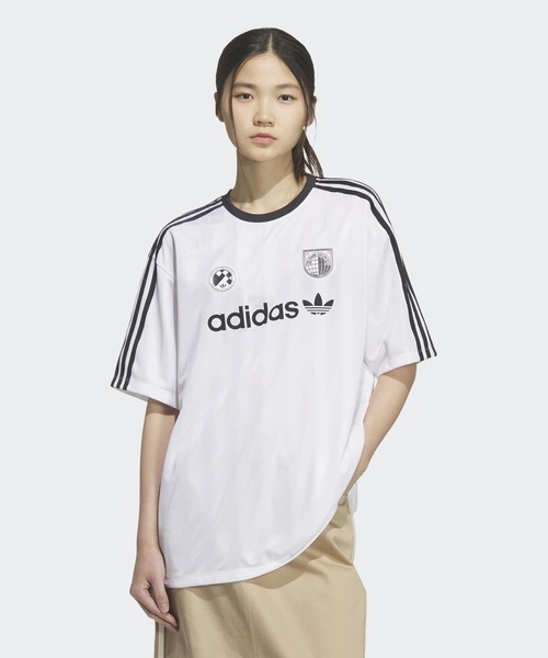 adidas（アディダス）の「SSLジャージ / アディダスオリジナルス adidas Originals（Tシャツ/カットソー・レディース・ピンク/ホワイト・SMALL/MEDIUM/LARGE/XX-LARGE/X-LARGE/X-SMALL）」の2枚目の写真