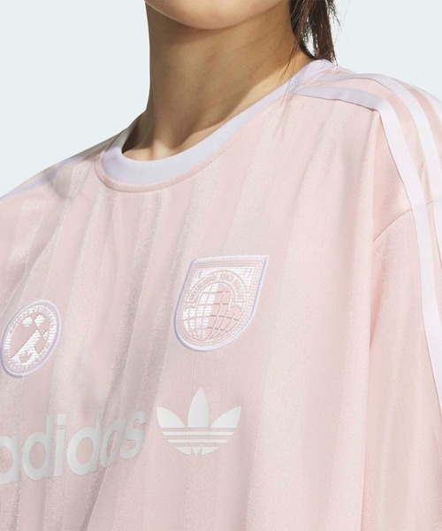adidas（アディダス）の「SSLジャージ / アディダスオリジナルス adidas Originals（Tシャツ/カットソー・レディース・ピンク/ホワイト・SMALL/MEDIUM/LARGE/XX-LARGE/X-LARGE/X-SMALL）」の5枚目の写真