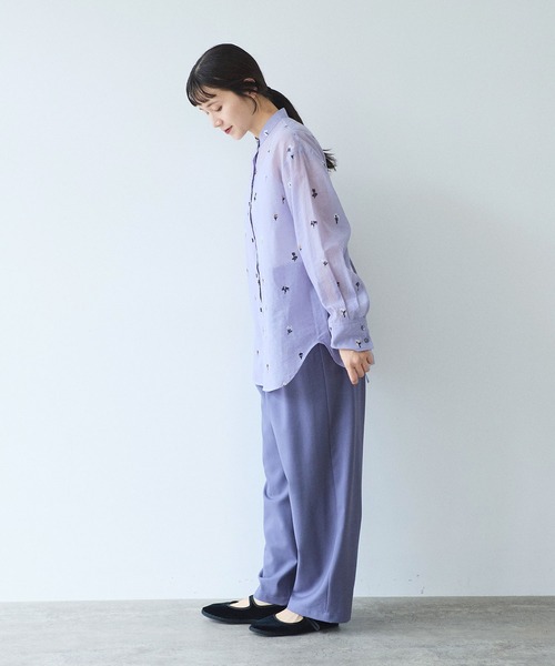 yuni(ユニ )の「Cotton/Nylon sheer floral刺繍moe sleeves シャツ(シャツ/ブラウス・レディース・パープル/ベージュ/グレー・FREE)」の7枚目の写真