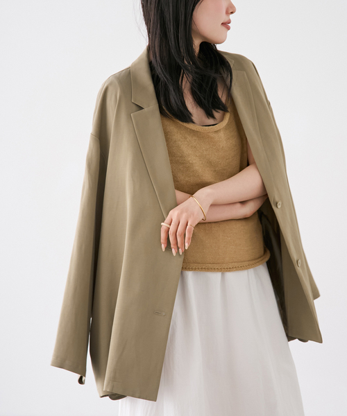 plage（プラージュ）の「fibril linen混 relax ジャケット（テーラードジャケット・レディース・ブラック/ベージュ・38/36）」の2枚目の写真