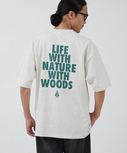 Woods（ウッズ）の「【WOODS】別注 プリント 半袖Tシャツ（Tシャツ/カットソー・メンズ・ライトグレー系1/ホワイト系/ブラック/ライトグレー/ホワイト/ブラック系1/カーキ系/ブラック系/ホワイト系1・X-LARGE/LARGE/MEDIUM/SMALL）」の8枚目の写真
