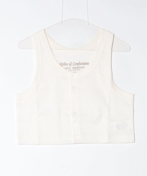 ROBES&CONFECTIONS（ローブスコンフェクションズ）の「Robes&Confections/ローブス&コンフェクションズ/カリフォルニアコットンリブオープンフロントタンクトップ（タンクトップ・レディース・その他3/ホワイト系2/ブラック・1）」の2枚目の写真