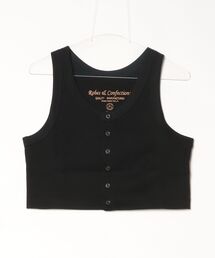 Robes&Confections/ローブス&コンフェクションズ/カリフォルニアコットンリブオープンフロントタンクトップ