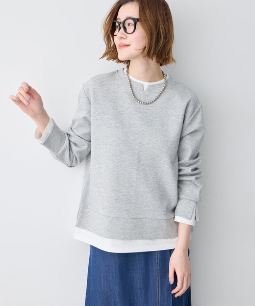 Petit Honfleur(プチオンフルール)の「レイヤード風スウェットプルオーバー(Tシャツ/カットソー・レディース・グレー/ネイビー・M/L)」の22枚目の写真