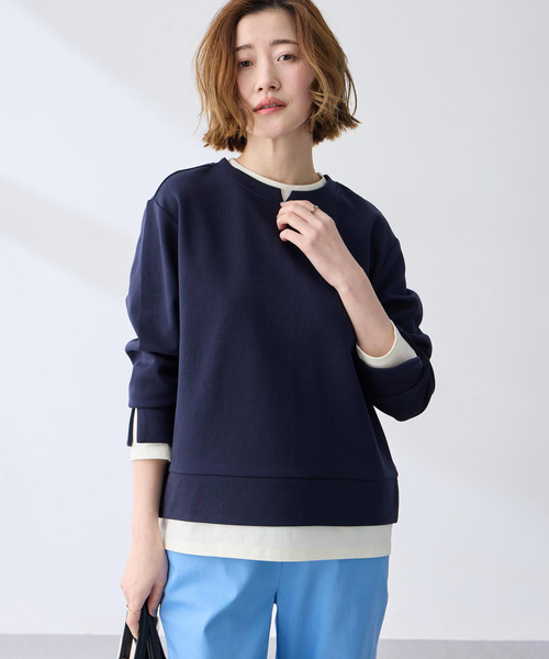 Petit Honfleur(プチオンフルール)の「レイヤード風スウェットプルオーバー(Tシャツ/カットソー・レディース・グレー/ネイビー・M/L)」の19枚目の写真