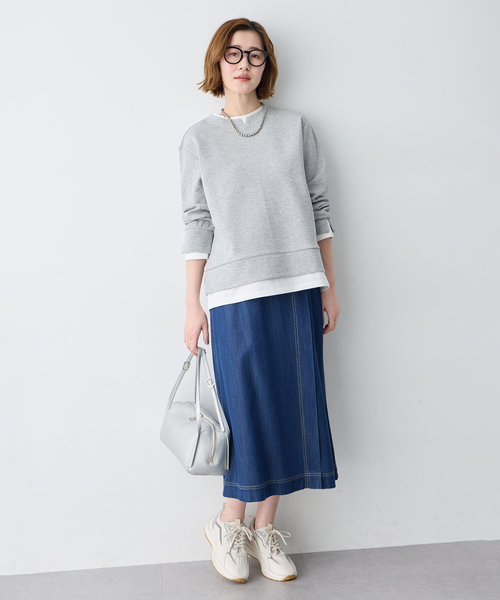 Petit Honfleur(プチオンフルール)の「レイヤード風スウェットプルオーバー(Tシャツ/カットソー・レディース・グレー/ネイビー・M/L)」の15枚目の写真