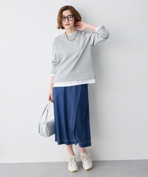 Petit Honfleur(プチオンフルール)の「レイヤード風スウェットプルオーバー(Tシャツ/カットソー・レディース・グレー/ネイビー・M/L)」の14枚目の写真