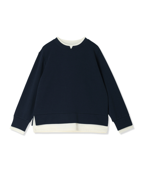 Petit Honfleur(プチオンフルール)の「レイヤード風スウェットプルオーバー(Tシャツ/カットソー・レディース・グレー/ネイビー・M/L)」の3枚目の写真