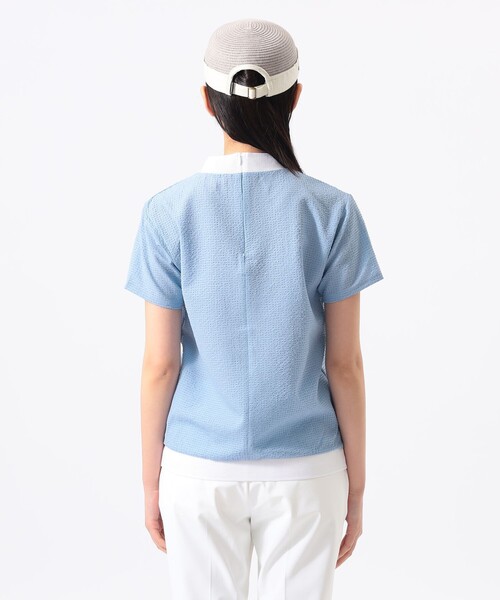 BEAMS GOLF(ビームスゴルフ)の「ORANGE LABEL / ドットエア(R) モックネック カットソー(吸水速乾)(スウェット・レディース・サックスブルー/その他/ネイビー・SMALL/MEDIUM/LARGE)」の16枚目の写真