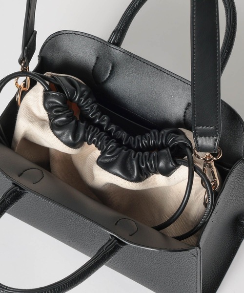 Andemiu（アンデミュウ）の「スクエアキンチャクバッグ656629（トートバッグ・レディース・ブラック/ブラウン/ホワイト・FREE）」の17枚目の写真