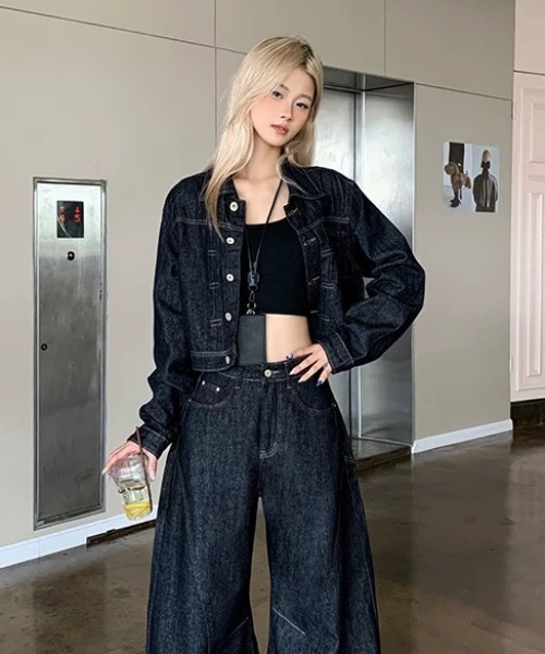 Aelina(エリナ)の「デニムセットアップ(セットアップ・レディース・インディゴブルー・S/M/L/XL)」の6枚目の写真