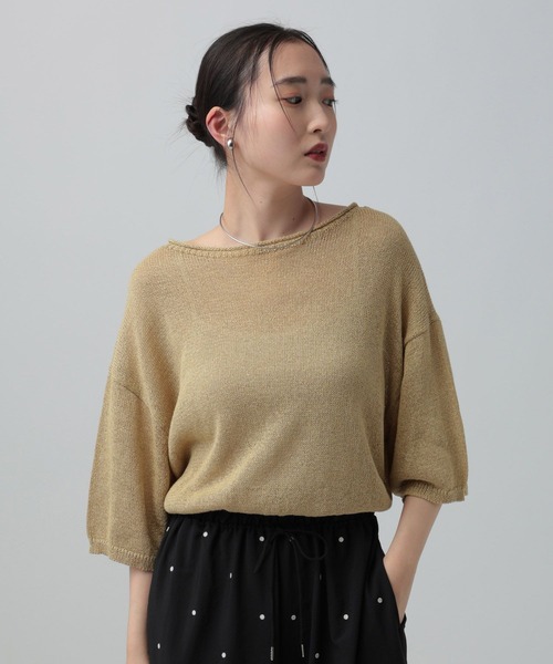 LEPSIM(レプシィム)の「7ゲージペーパーヤーンプルオーバーSS 639474(ニット/セーター・レディース・ベージュ/レッド/ブラック/アイボリー・FREE)」の3枚目の写真