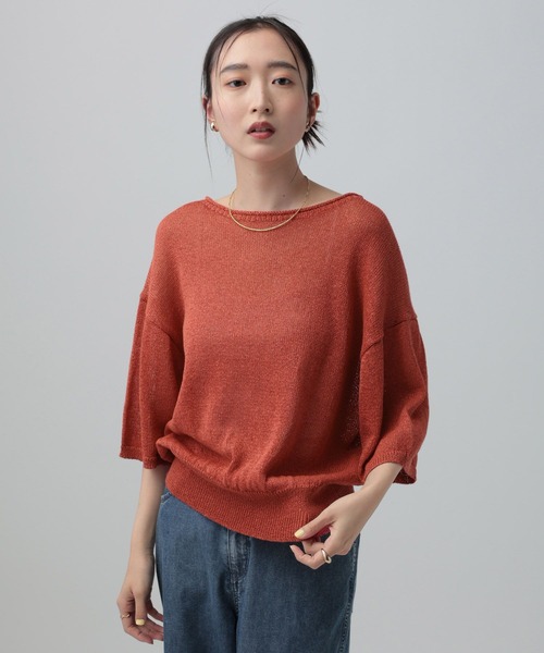 LEPSIM(レプシィム)の「7ゲージペーパーヤーンプルオーバーSS 639474(ニット/セーター・レディース・ベージュ/レッド/ブラック/アイボリー・FREE)」の4枚目の写真